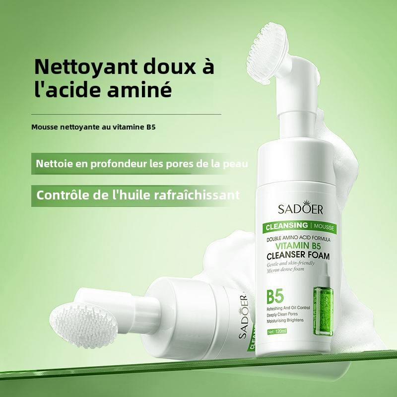 Mousse moussante biologique pour le nettoyage du visage contre l'acné Mousse nettoyante en profondeur exfoliante à bulles avec brosse Coréen Naturel