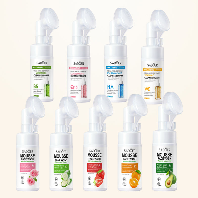 Mousse moussante biologique pour le nettoyage du visage contre l'acné Mousse nettoyante en profondeur exfoliante à bulles avec brosse Coréen Naturel