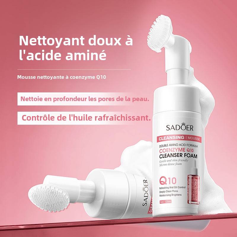 Mousse moussante biologique pour le nettoyage du visage contre l'acné Mousse nettoyante en profondeur exfoliante à bulles avec brosse Coréen Naturel