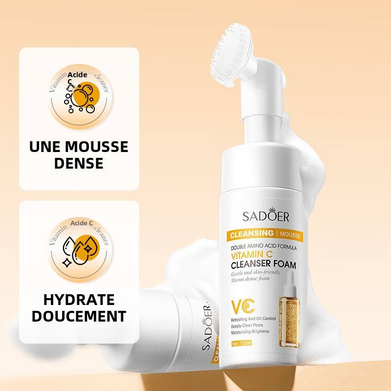 Mousse moussante biologique pour le nettoyage du visage contre l'acné Mousse nettoyante en profondeur exfoliante à bulles avec brosse Coréen Naturel