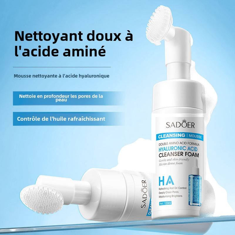 Mousse moussante biologique pour le nettoyage du visage contre l'acné Mousse nettoyante en profondeur exfoliante à bulles avec brosse Coréen Naturel