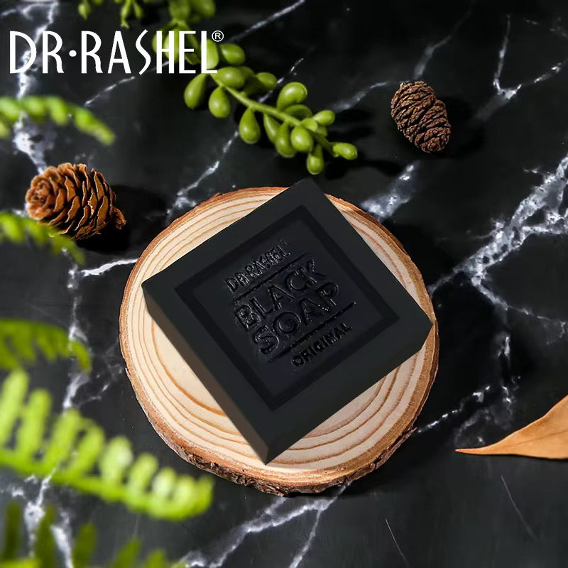Dr.Rashel Nettoyage en profondeur au charbon de bois pour le visage Savon noir Contrôle de l'huile Acné Serrer les pores Savon blanchissant