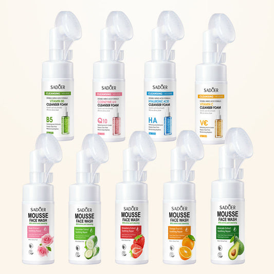 Mousse moussante biologique pour le nettoyage du visage contre l'acné Mousse nettoyante en profondeur exfoliante à bulles avec brosse Coréen Naturel
